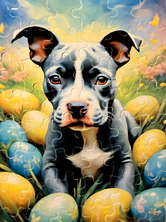 48 Piece A5 Handcrafted puzzle - "Easter Puppy" fantasy puzzle