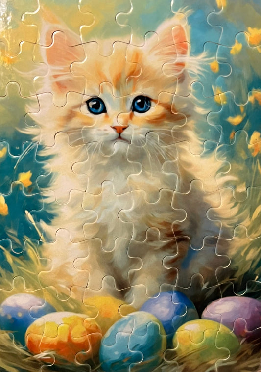 48 Piece A5 Handcrafted puzzle - "Easter Kitten" fantasy puzzle