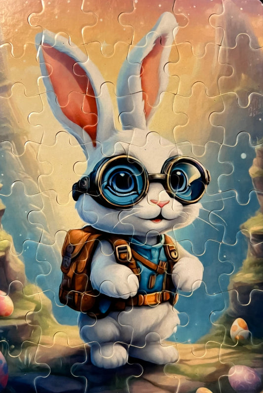 48 Piece A5 Handcrafted puzzle - "Bunny Adventures" fantasy puzzle