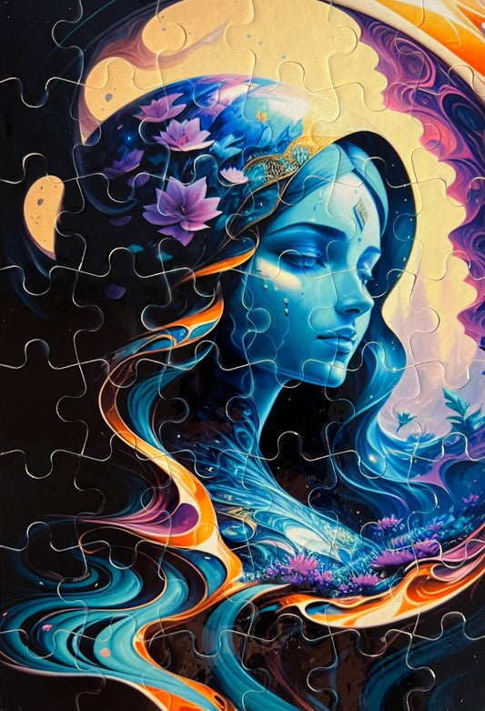 48 Piece A5 Handcrafted puzzle - "Daughter of Water" fantasy puzzle