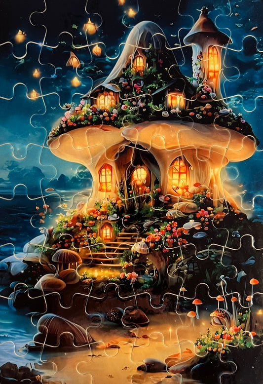 48 Piece A5 Handcrafted puzzle - "Cozy Cottage" fantasy puzzle