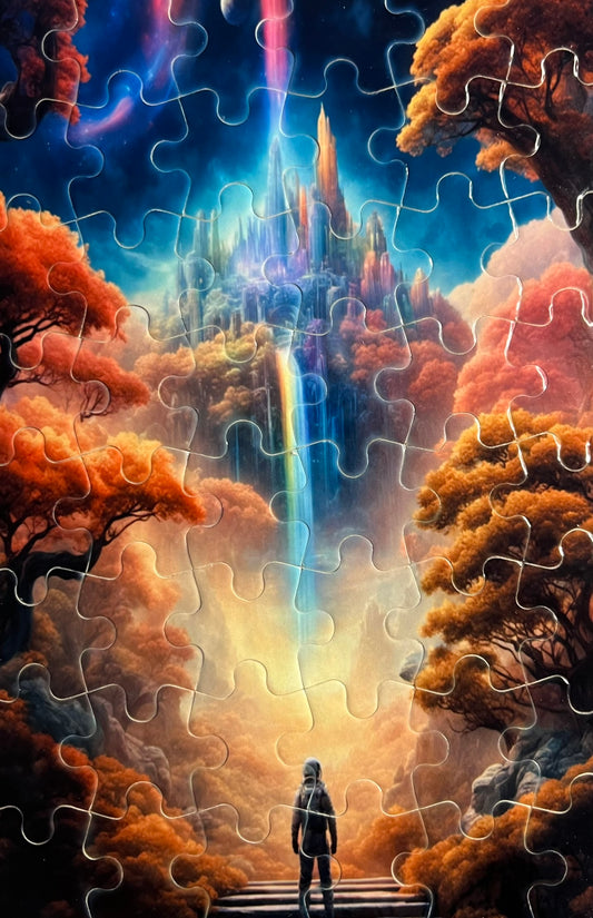 48 Piece A5 Handcrafted puzzle - "The Traveler's choice" fantasy puzzle